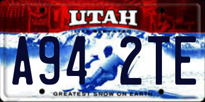 UT license plate A942TE