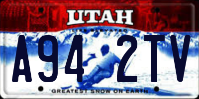 UT license plate A942TV