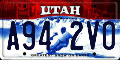 UT license plate A942VO