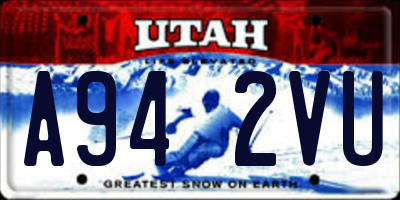 UT license plate A942VU