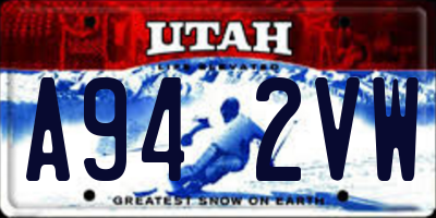 UT license plate A942VW