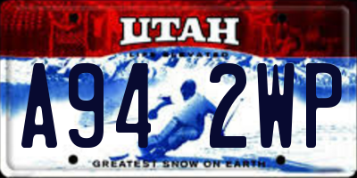 UT license plate A942WP