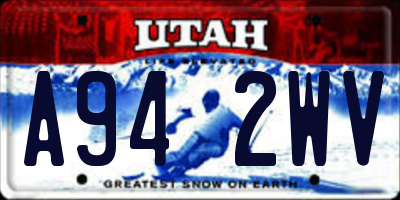 UT license plate A942WV