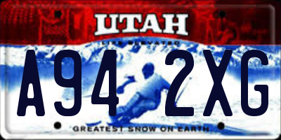 UT license plate A942XG