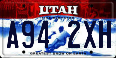 UT license plate A942XH