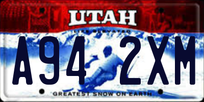 UT license plate A942XM