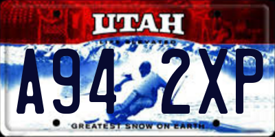 UT license plate A942XP