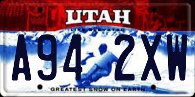 UT license plate A942XW