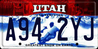 UT license plate A942YJ