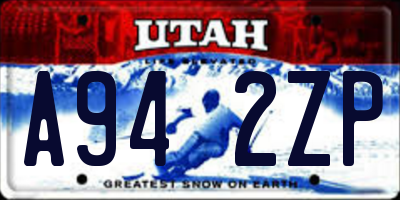 UT license plate A942ZP