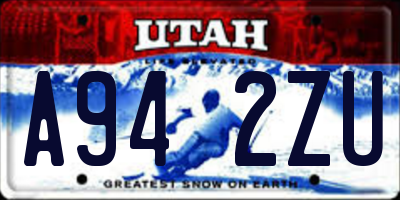 UT license plate A942ZU