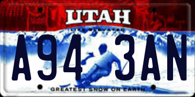 UT license plate A943AN