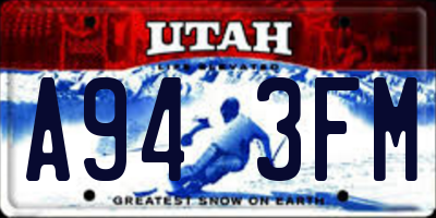 UT license plate A943FM