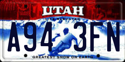UT license plate A943FN