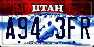 UT license plate A943FR