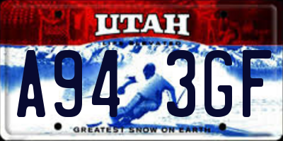 UT license plate A943GF