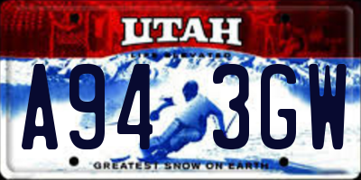 UT license plate A943GW