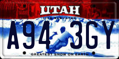 UT license plate A943GY