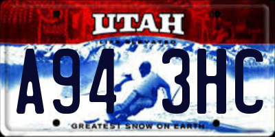 UT license plate A943HC
