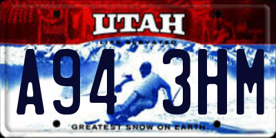 UT license plate A943HM