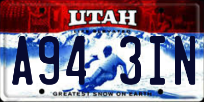 UT license plate A943IN