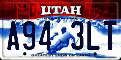 UT license plate A943LT