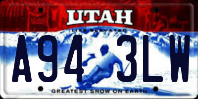 UT license plate A943LW