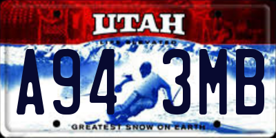 UT license plate A943MB
