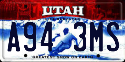 UT license plate A943MS