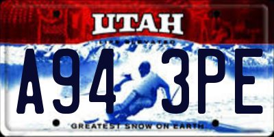 UT license plate A943PE