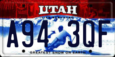 UT license plate A943QF