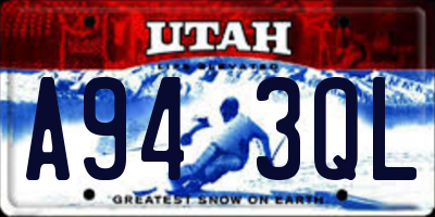 UT license plate A943QL