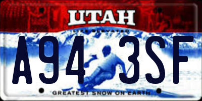 UT license plate A943SF