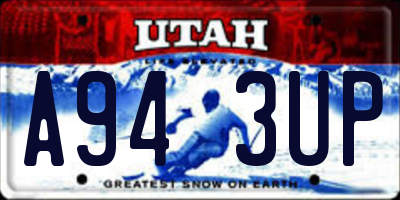 UT license plate A943UP