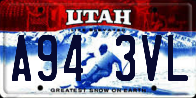 UT license plate A943VL