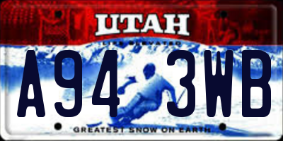 UT license plate A943WB