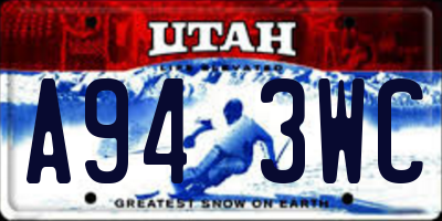 UT license plate A943WC