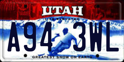 UT license plate A943WL
