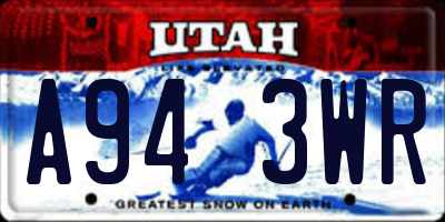UT license plate A943WR