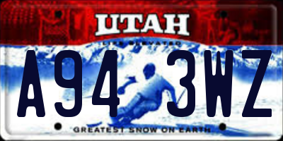 UT license plate A943WZ