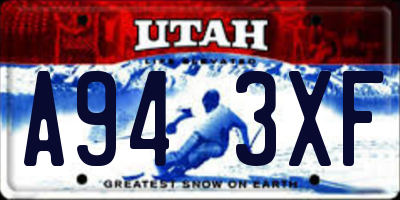 UT license plate A943XF