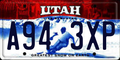 UT license plate A943XP