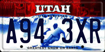 UT license plate A943XR