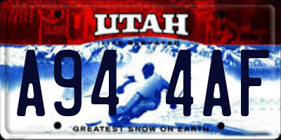 UT license plate A944AF