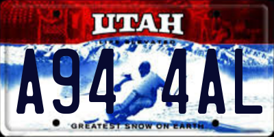 UT license plate A944AL