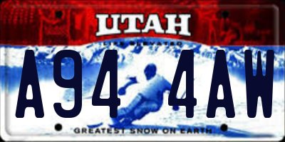 UT license plate A944AW