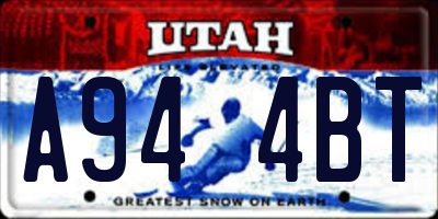 UT license plate A944BT