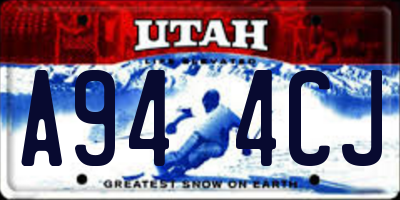 UT license plate A944CJ