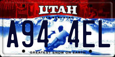 UT license plate A944EL