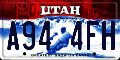 UT license plate A944FH